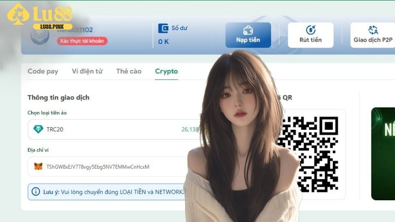 Nạp tiền vào Lu88 bằng tiền điện tử(USDT, Crypto)